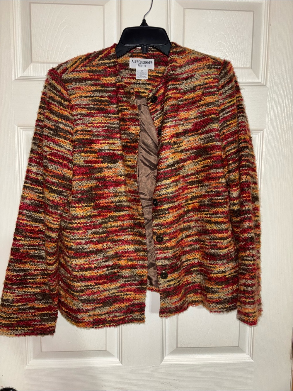 Alfred Dunner Multicolor Knit Blazer in Red, Mustard & Brown